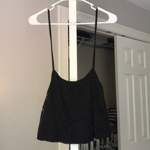 Black lace crop top.